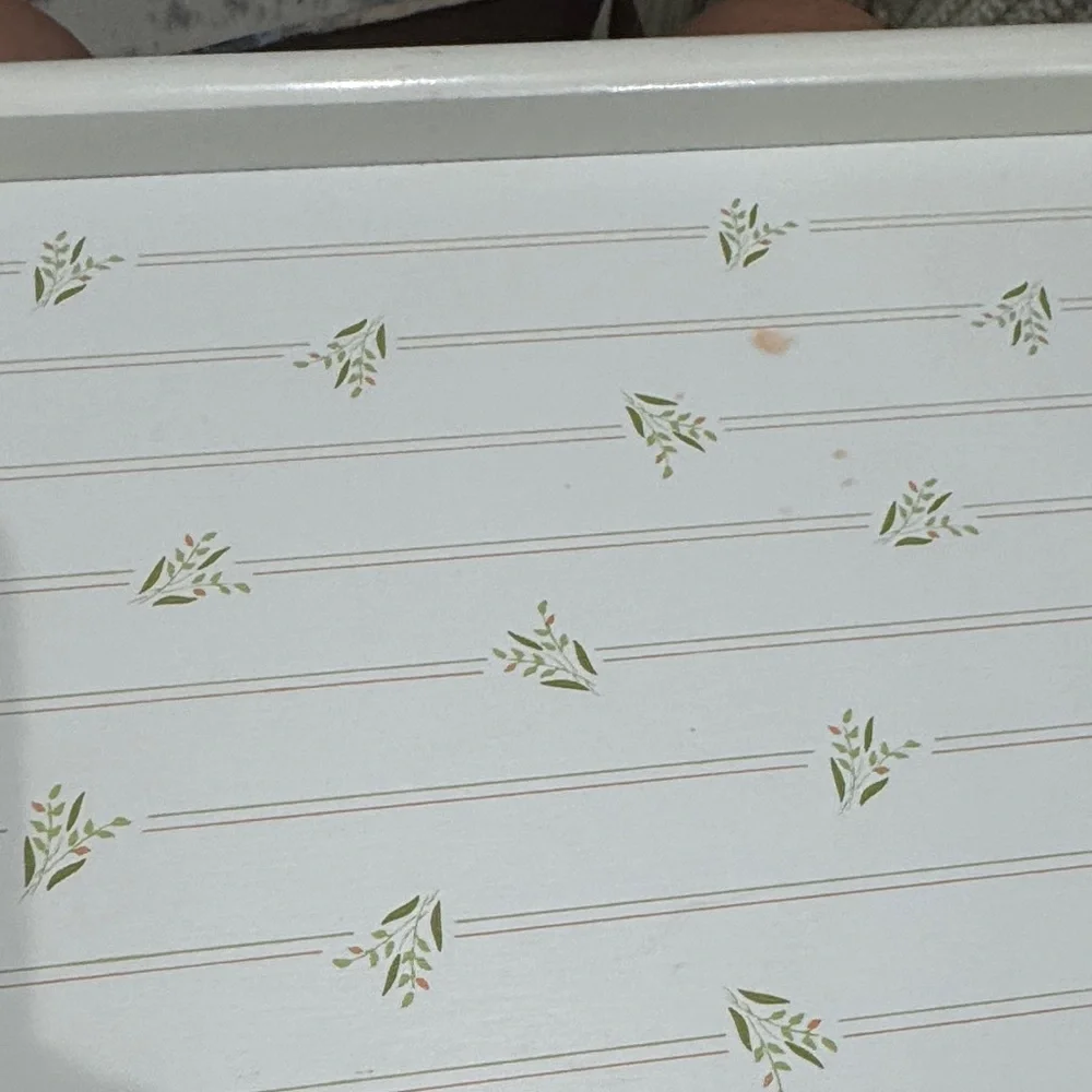 Vintage Avon Serving Tray with Green Leaf Pattern
